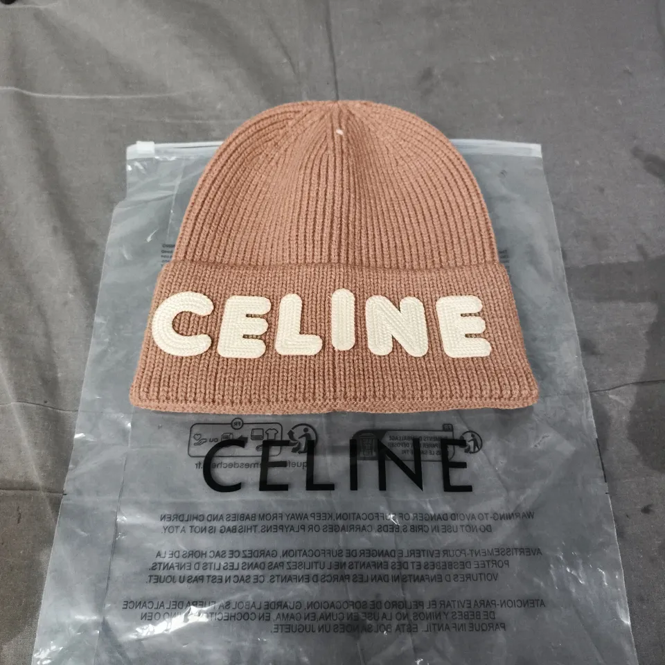 CELINE BROWN KNIT BEANIE HAT