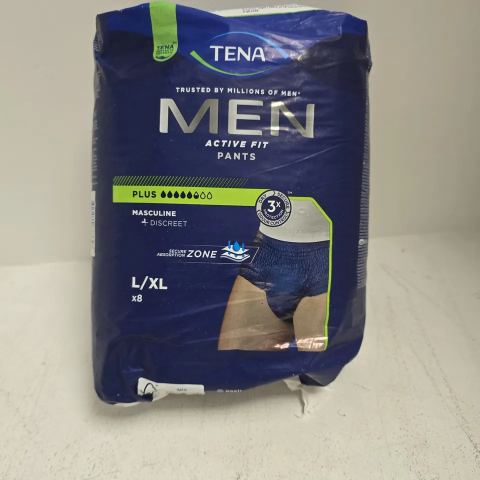 TENA MEN ACTIVE FIT PANTS PLUS BLUE LARGE/XL (1010ML) 8 PACK