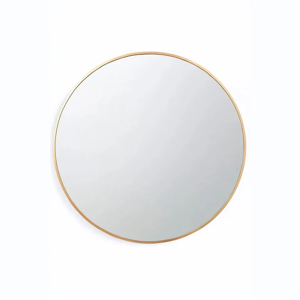 BOXED NEO 60CM GOLD ROUND METAL FRAME WALL MIRROR FLOAT GLASS