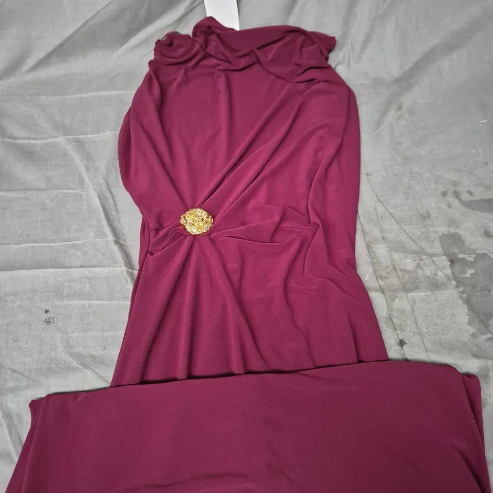 Magenta draped dress with waist jewel – Size L (UK) + Zara garment bag
