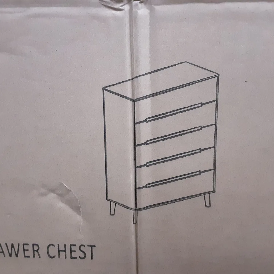 BOXED ALICIA 5 DRAWER CHEST IN MATT WHITE - 2 BOXES 