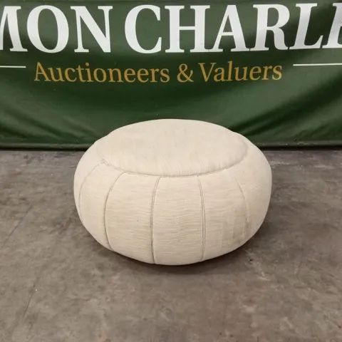 QUALITY DESIGNER LARGE ROUND FABRIC POUFE - BEIGE