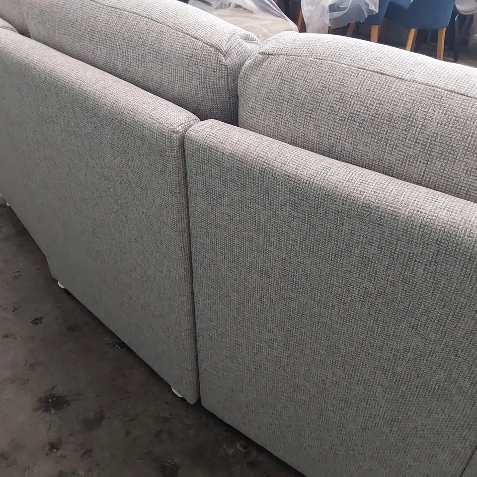 QUALITY BRITISH DESIGNER G PLAN HURST SMALL CURVED THREE SEATER SOFA ROCHE CLOUD FABRIC