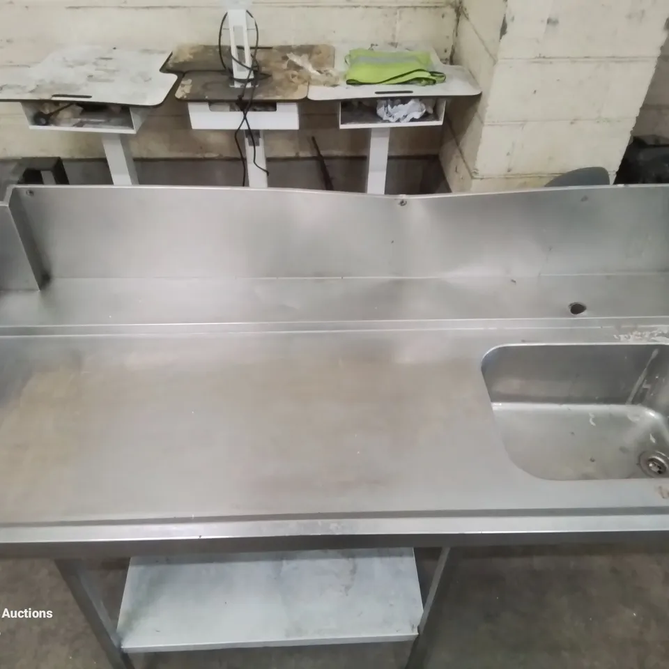 STAINLESS STEEL COMMERCIAL WORKTOP COUNTER AND SINGLE WASH BASIN