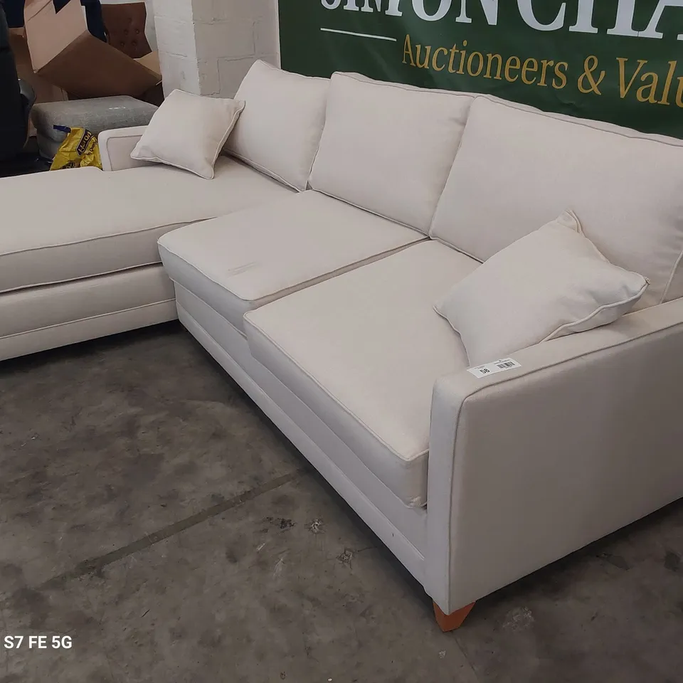 DESIGNER ALDBOURNE FIVE SEATER LH CHAISE METAL ACTION SOFABED NATURAL FABRIC 