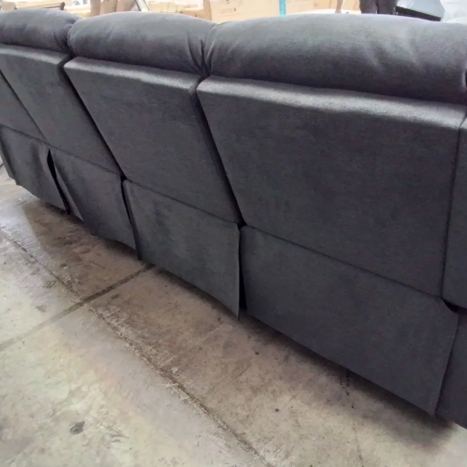 DESIGNER MANUAL RECLINING FOUR SEATER SOFA CHARCOAL FABRIC 