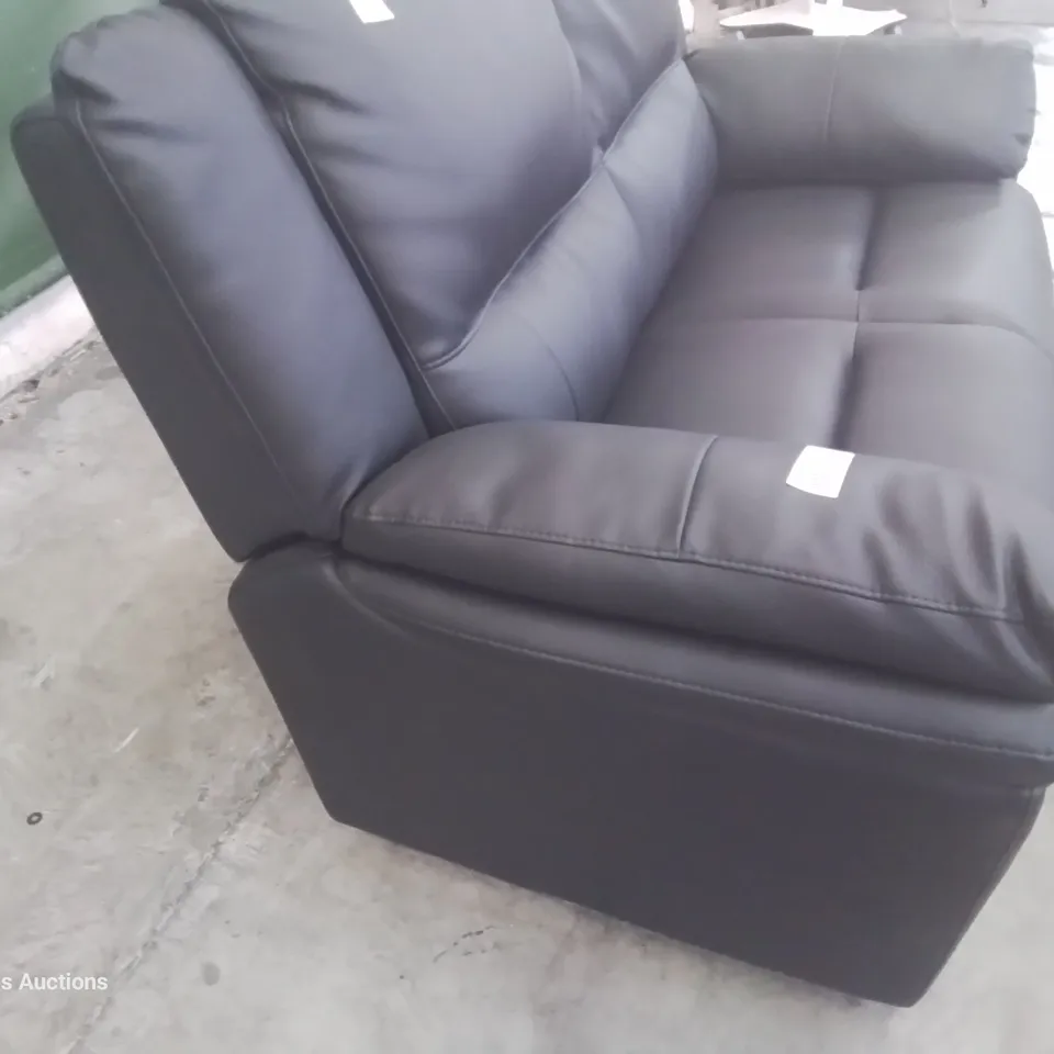 DESIGNER TWO SEATER SOFA BLACK FAUX LEATHER