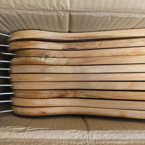 BOXED 1 ABOVE SET OF 20 WOODEN HANGERS