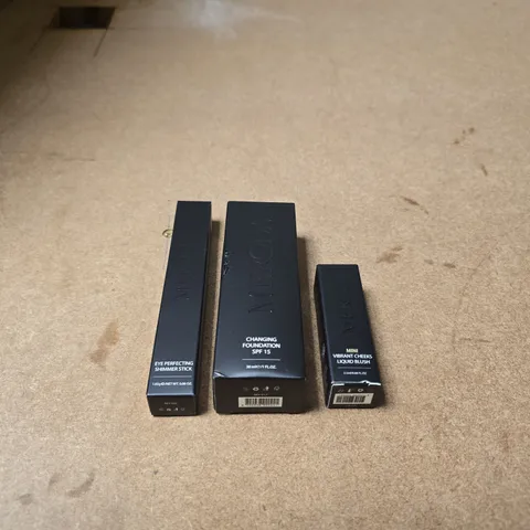 SET OF 3 MERODA ITEMS: EYE PERFECTING SHIMMER STICK, CHANGING FOUNDATION SPF 15, LIQUID BLUSH