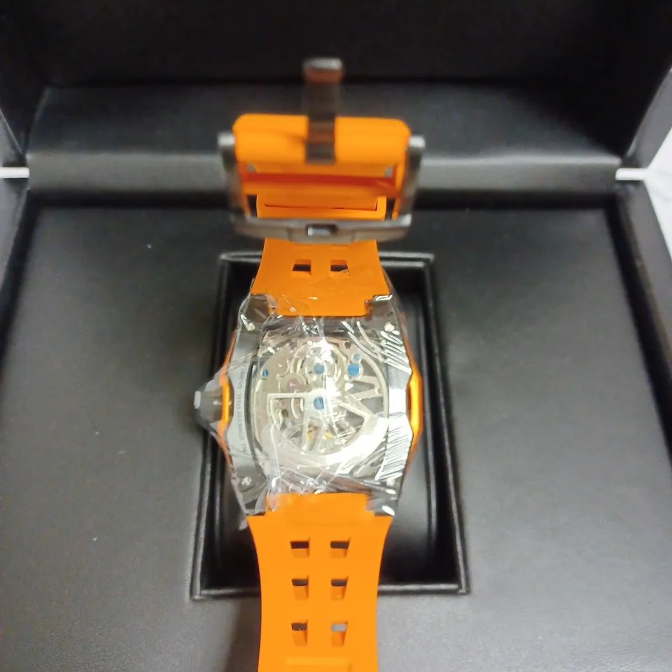 BOXED GRESHAM GENTS GENESIS G1 SPECIAL EDITION WATCH RUBBER STRAP - ORANGE