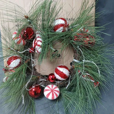 BOXED CANDY CANE CHRISTMAS WREATH