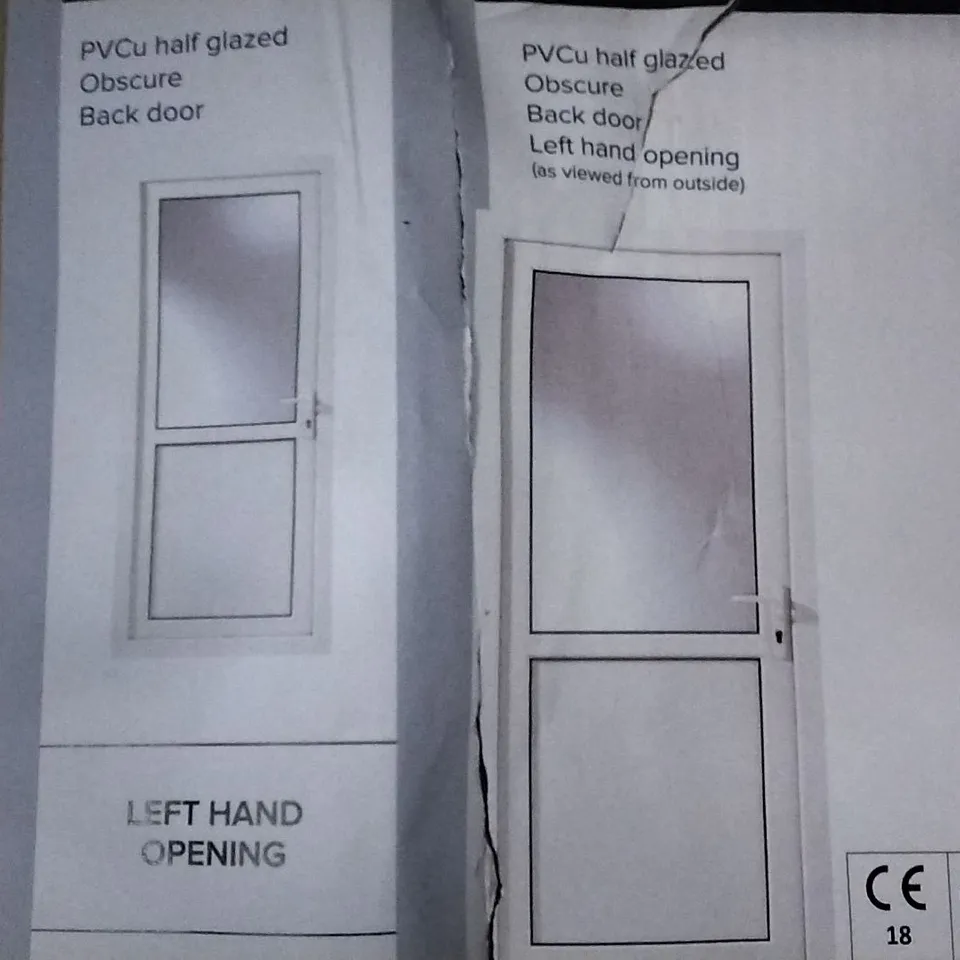 BRAND NEW PVCU HALF GLAZED OBSCURE BACK DOOR LEFT HAND OPENING,  H2055MM X W920MM X D70MM