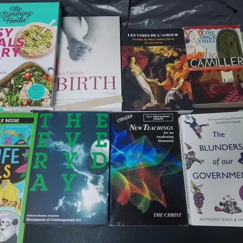 LARGE QUANTITY OF ASSORTED BOOKS TO INCLUDE EASY MEALS EVERYDAY, BIRTH A HISTORY AND VARIOUS KIDS BOOKS