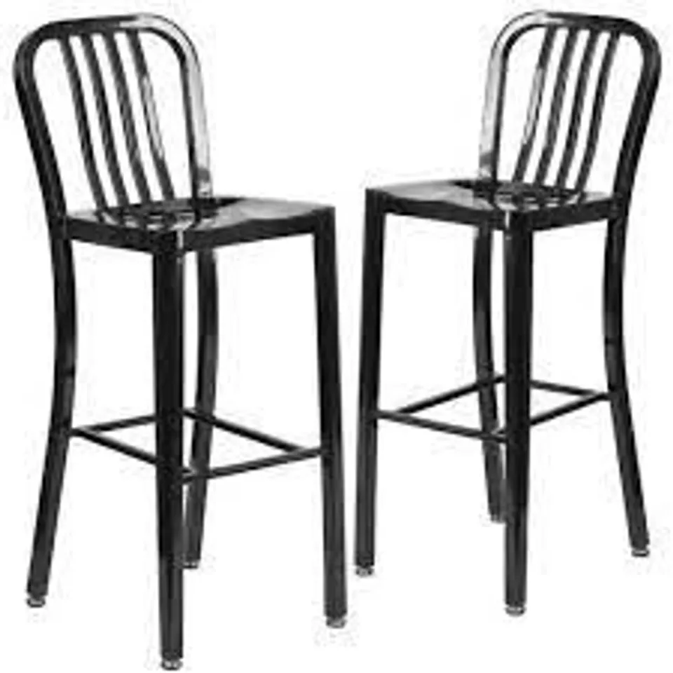 BOXED PAIR OF CLANCY 62.23CM BLACK BAR STOOLS (1 BOX) RRP £205.99