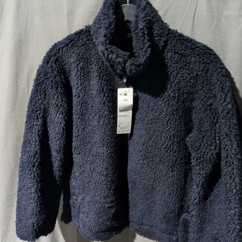 UNIQLO WOMEN'S NAVY FLEECE FULL-ZIP JACKET – SIZE M