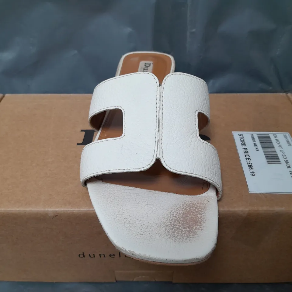 DUNE LONDON WHITE LEATHER SANDALS - SIZE 5