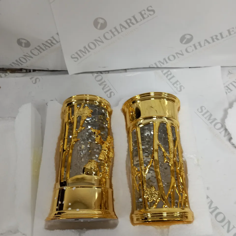 HOME REFLECTIONS PAIR OF PRELIT SWIRLING GLITTER SCENIC PILLARS