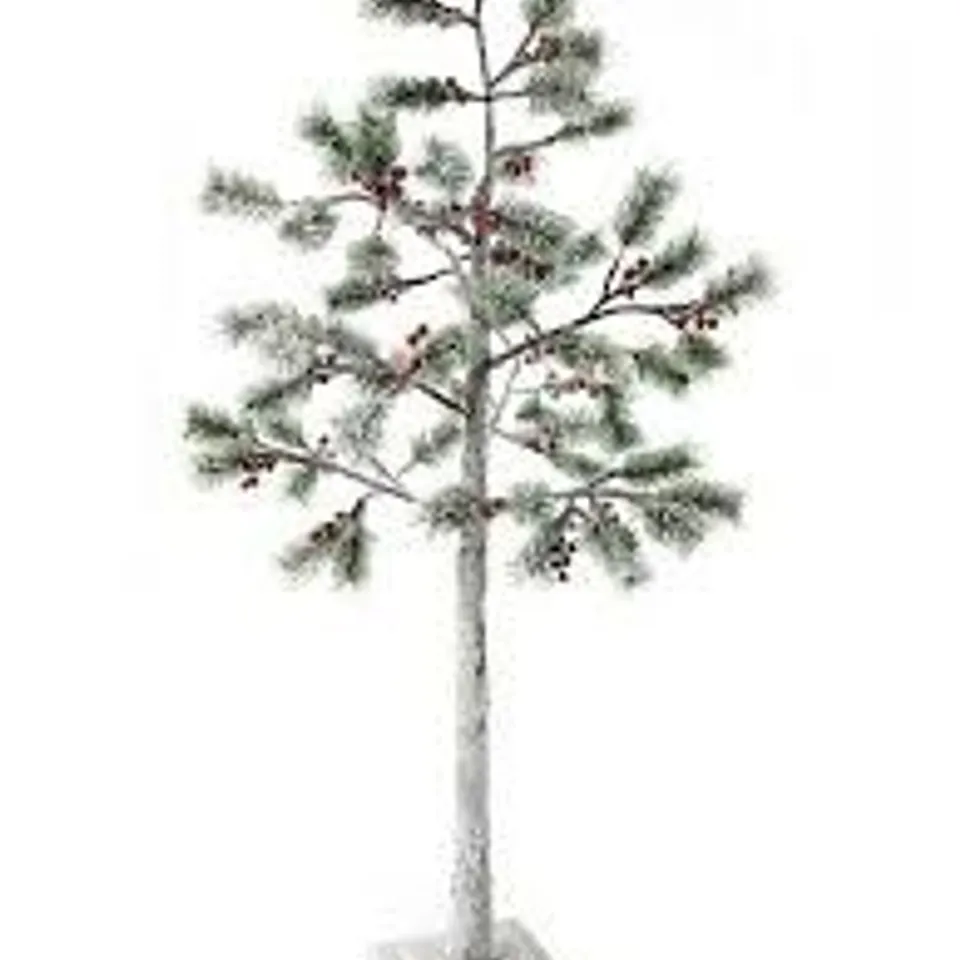 BOXED 150 CM LIT FLOCKED BERRY & PINE CHRISTMAS TREE