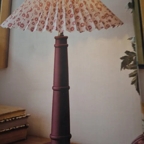 BOXED DUNELM WILMA TABLE LAMP β RED BASE WITH PLEATED SHADE