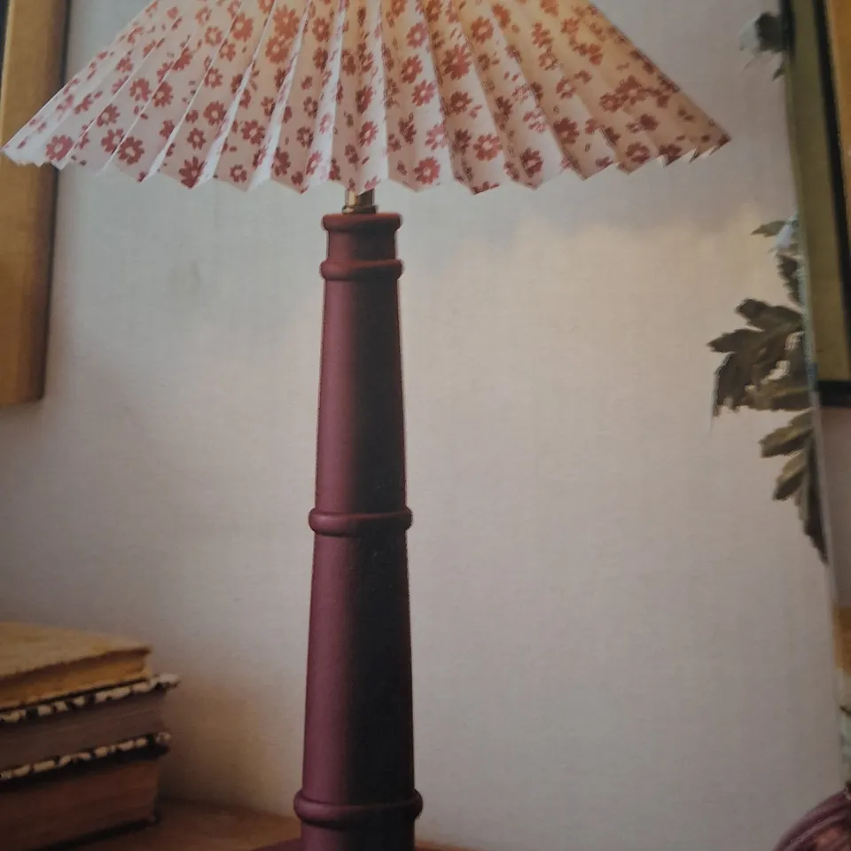 BOXED DUNELM WILMA TABLE LAMP – RED BASE WITH PLEATED SHADE