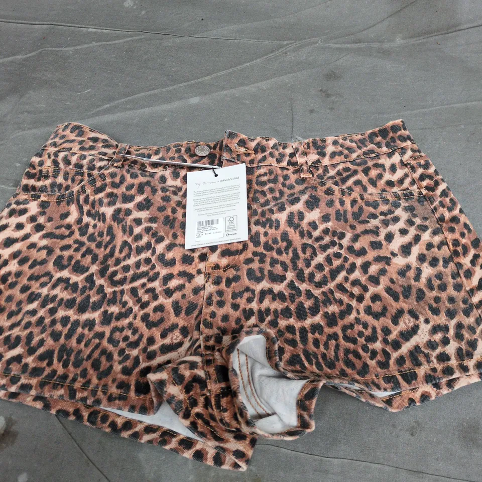 POPPY DELEVINGNE X NOBODY'S CHILD LOLA LEOPARD MICRO SHORTS – LEOPARD PRINT, UK 14