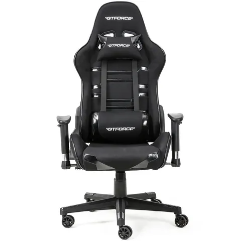 BOXED GT FORCE EVO CT LEATHER RACING SPORTS OFFICE CHAIR IN BLACK