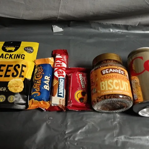 APPROXIMATELY 10 ASSORTED FOOD ITEMS TO INCLUDE -COCA COLA, CHEESE CRISPS AND ASSORTED CHOCOLATES