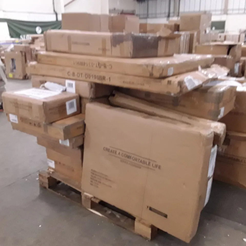 PALLET OF ASSORTED PRODUCTS INCLUDING incomplete sets of flat pack furniture 