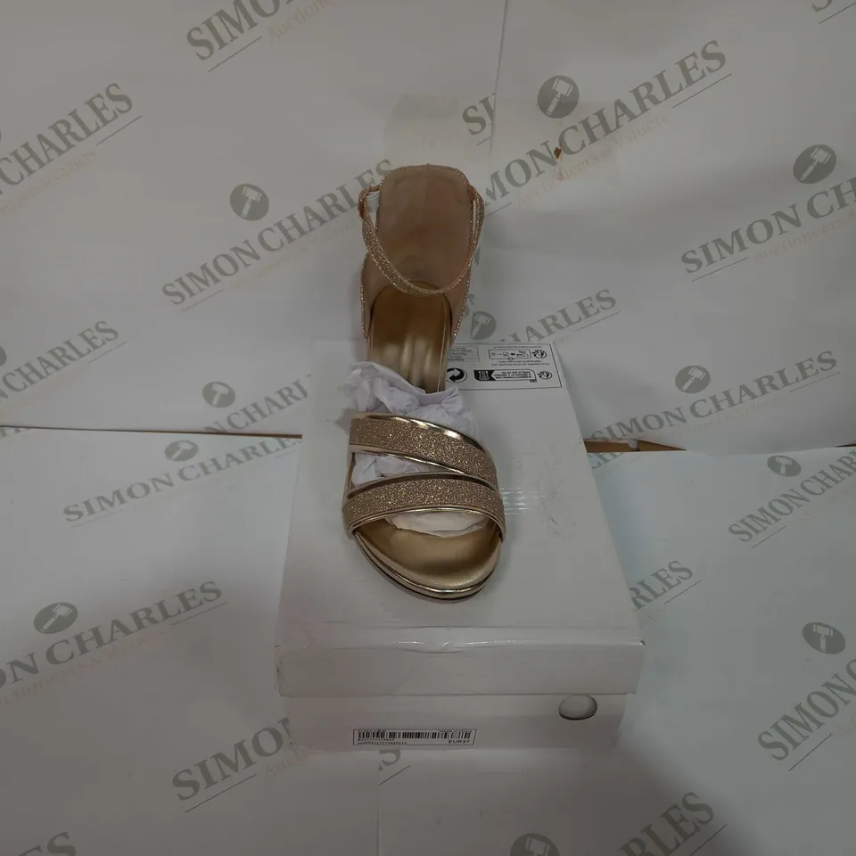 SHEIN METALLIC PATTERN GLITTER CHUNKY HEELED ANKLE STRAP SANDALS - EU 37