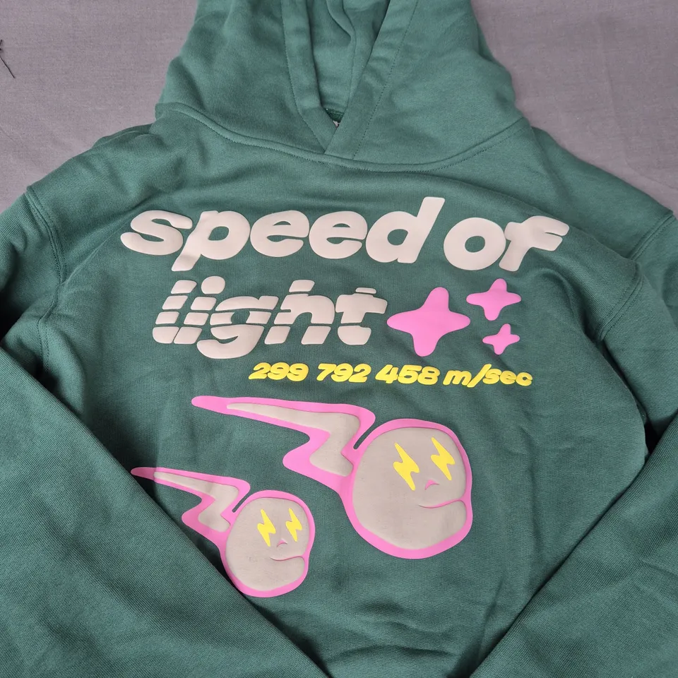 BROKEN PLANET SPEED OF LIGHT LONG SLEEVE HOODIE IN GREEN SIZE XS