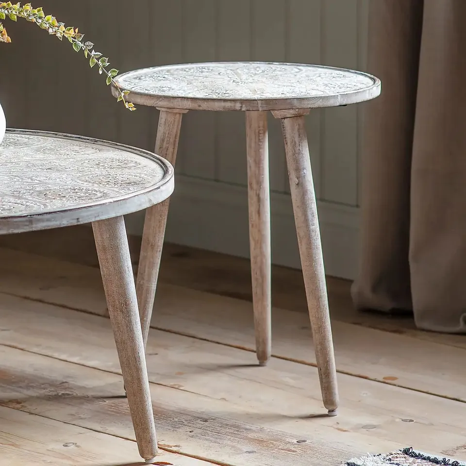 BOXED BREDE SIDE TABLE NAT WHITE 450X450X550