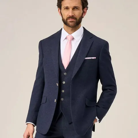 SKOPES JUDE HERRINGBONE TAILORED FIT SUIT JACKET - NAVY 36S