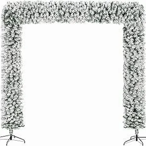 BOXED NEO 2.4M CHRISTMAS FLOCKED DOORWAY ARCH TREE GARLAND WITH WALL PINE TIPS BUSHY XMAS OUTDOOR INDOOR HOME DΓCOR (DOUBLE)