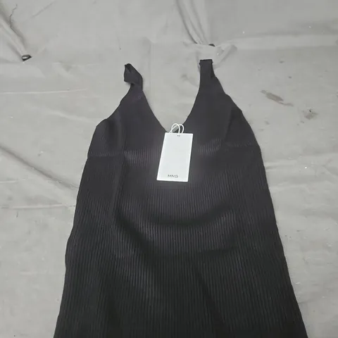 MANGO WOMEN’S RIBBED KNIT TANK TOP – BLACK, SIZE S