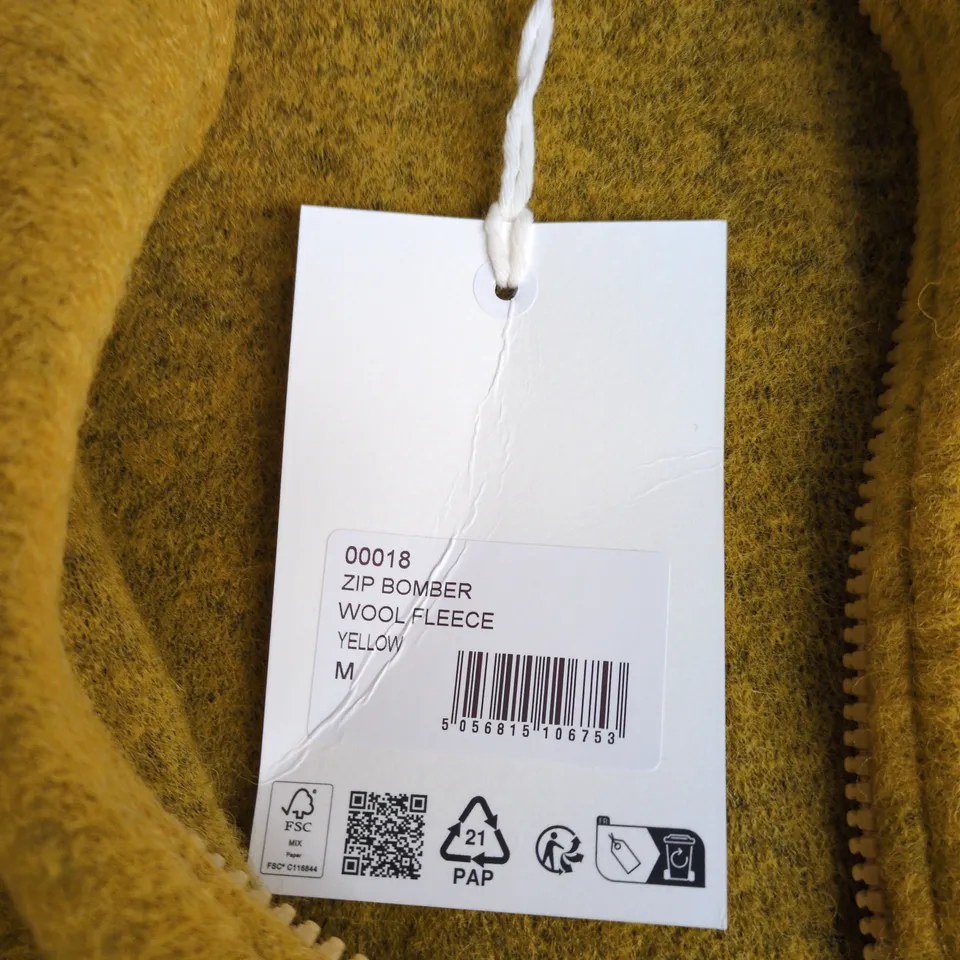 UNIVERSAL WORKS ZIP BOMBER WOOL FLEECE JACKET – YELLOW – SIZE M (MEN'S)