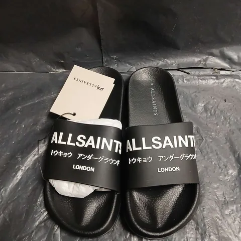AllSaints Slides – Black with London branding - SIZE 3
