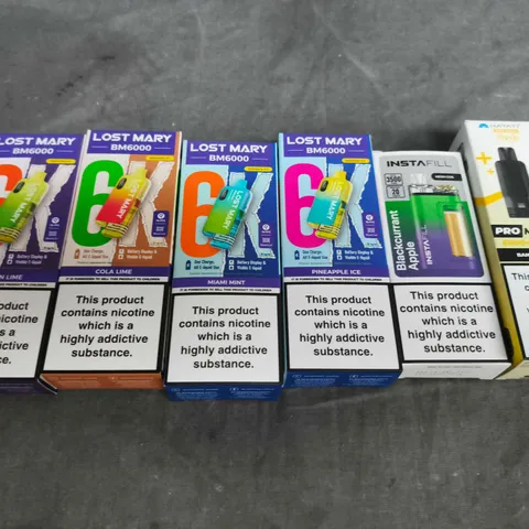 APPROXIMATELY 15 ASSORTED E-CIGARETTE AND VAPE PRODUCTS TO INCLUDE LOST MARY, INSTAFILL, HAYATI ETC 