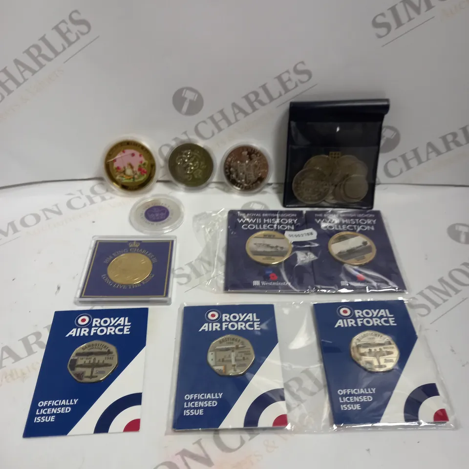BAG TO CONTAIN APPROX. 26 X ASSORTED HISTORICAL & COLLECTORS COINS. DESIGNS VARY