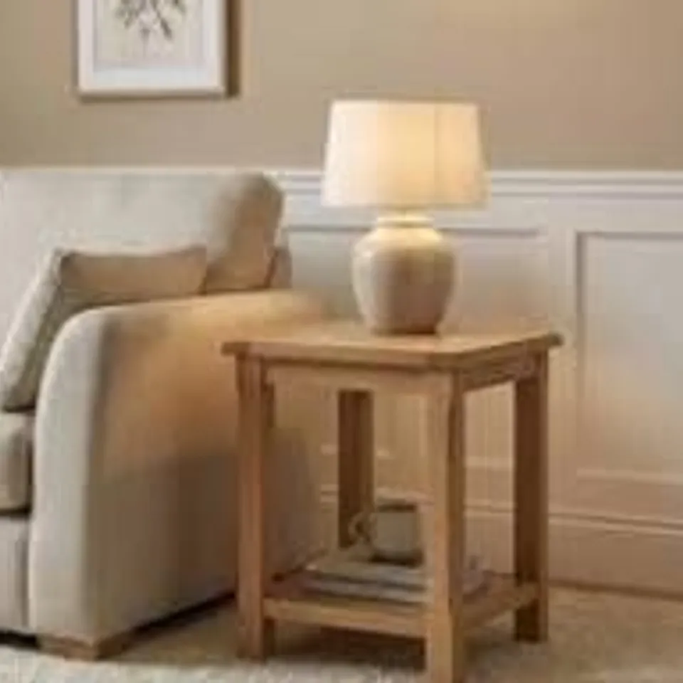 BOXED KINGS POINT SIDE TABLE WITH STORAGE - NATURAL OILED OAK (1 BOX)