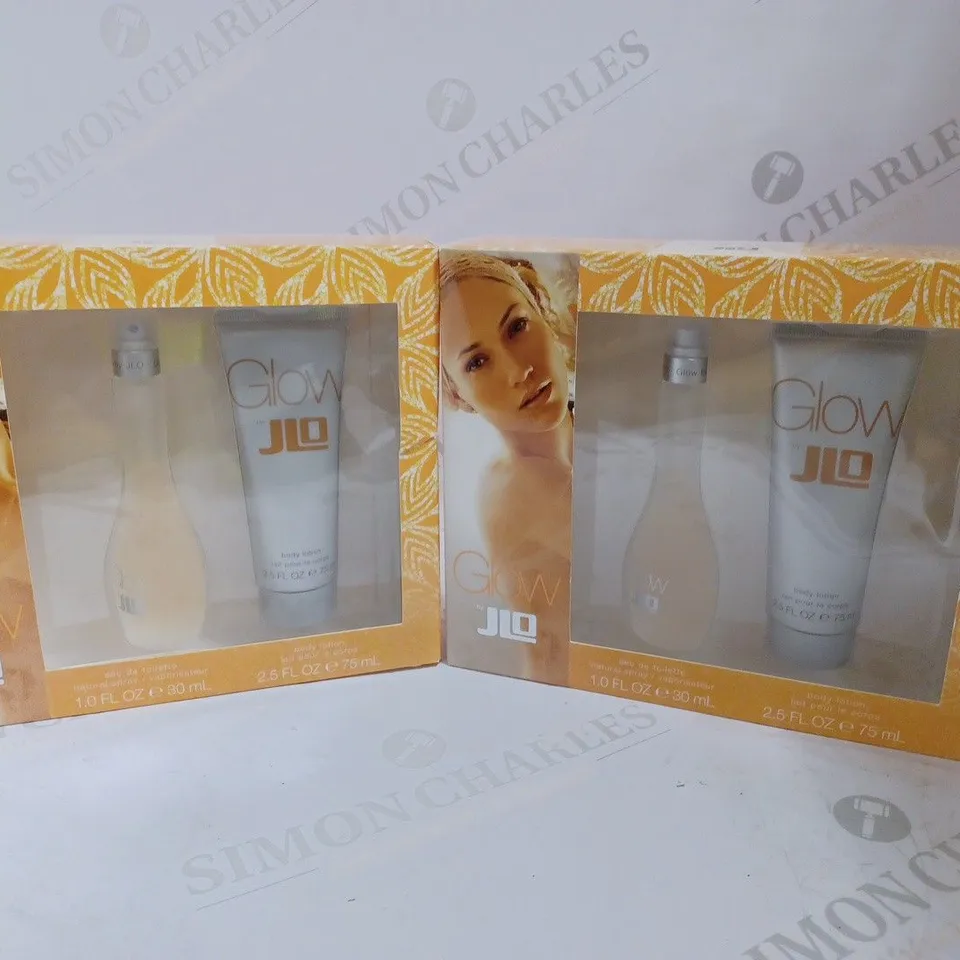 BOX OF 2 JENNIFER LOPEZ GLOW 2 PC BODY LOTION & EAU DE TOILETTE GIFT SETS	