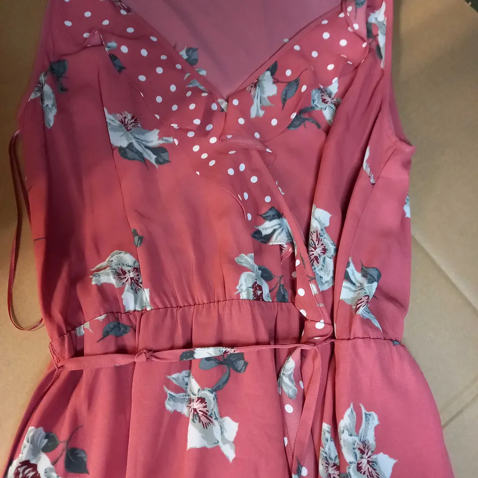 OASIS CORAL/FLORAL PRINT MIDI DRESS - SIZE 14