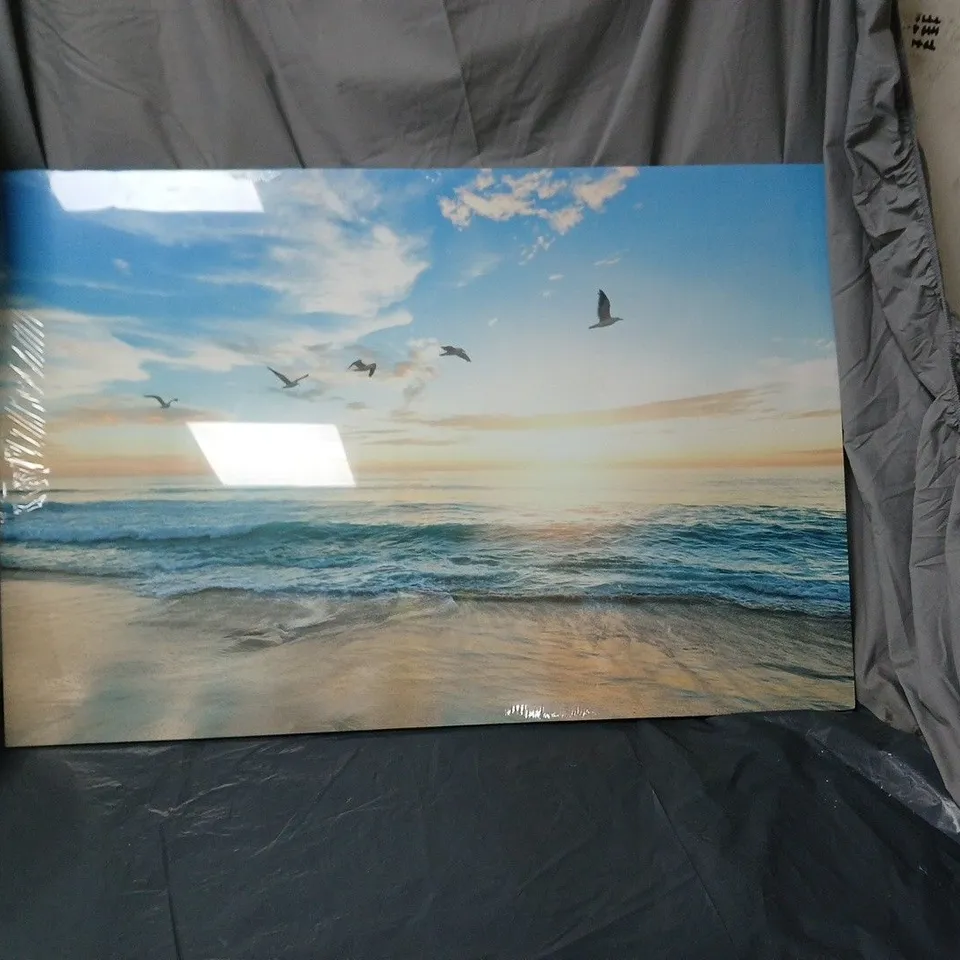 SEASCAPE PRINT ON CANVAS WITH BIRDS OVER THE SEA 