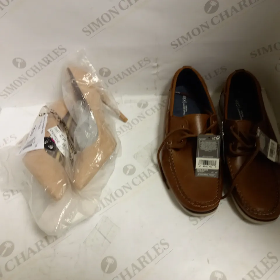 LOT OF APPROXIMATELY 20 SHOES OF VARIOUS SIZES, BRANDS AND TYPES TO INCLUDE BLUE SHARK SLIDERS SIZE 40, DITAS FABRICS FLIP FLIPS , AND ALEXANDRER DOBELL LEATHER POINT SHOES ETC. 