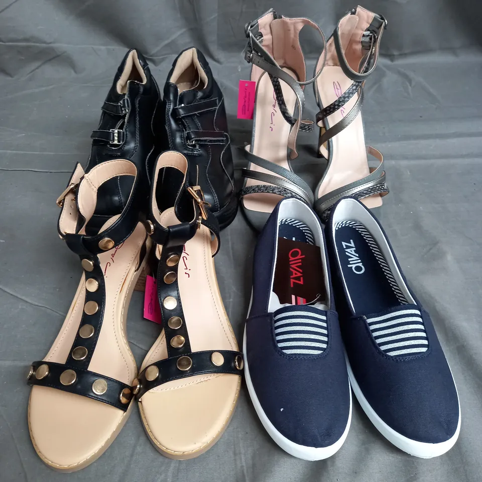 BOX OF 10 PAIRS OF ASSORTED SHOES IN VARIOUS STYLES, COLOURS AND SIZES