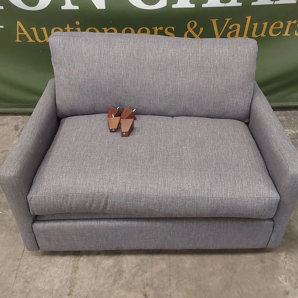 QUALITY DESIGNER 2 SEATER GREY FABRIC SOFA BED