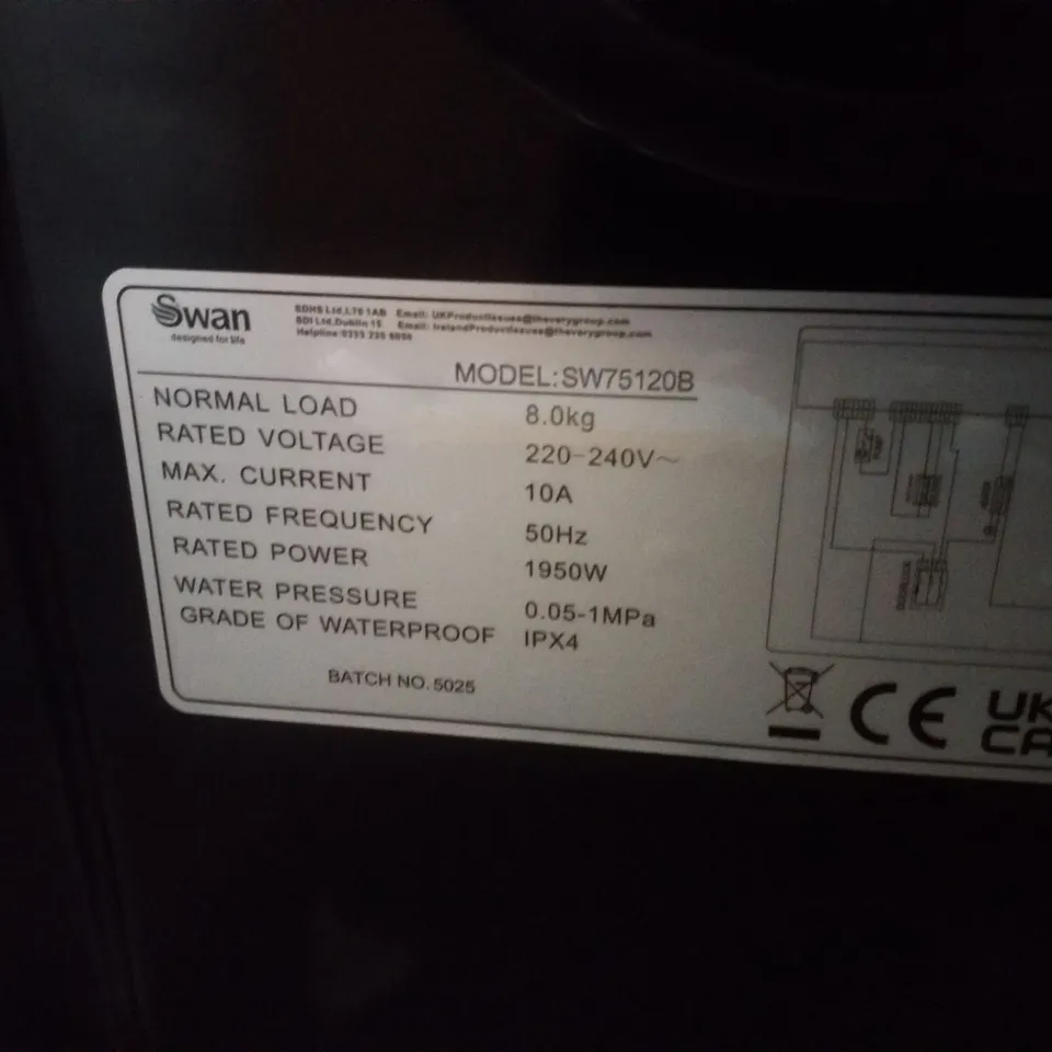 SWAN SW75120B 8KG 1400 SPIN FREESTANDING WASHING MACHINE - BLACK