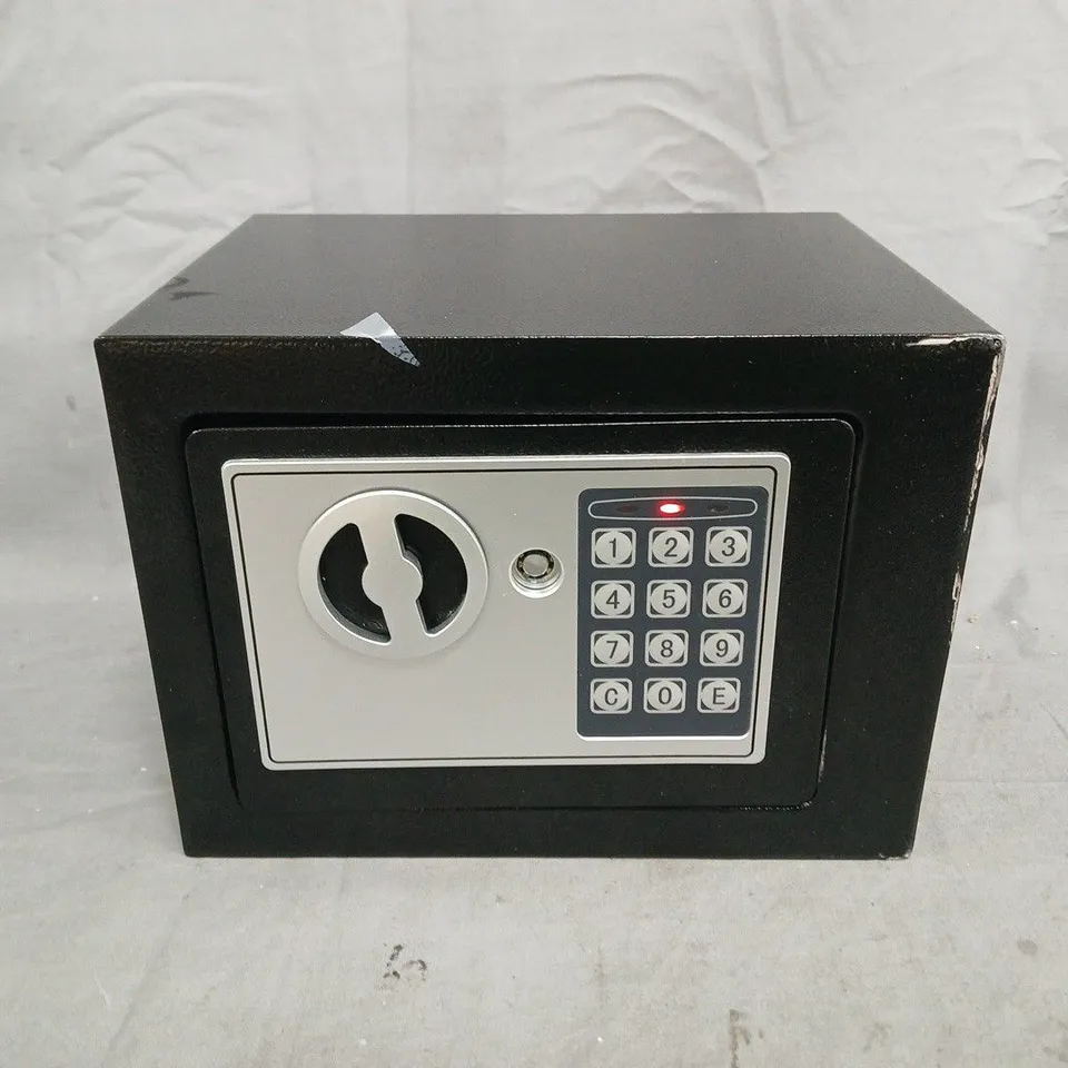BOXED UNBRANDED COMPACT BLACK SAFE WITH ELECTRONIC KEYPAD LOCK