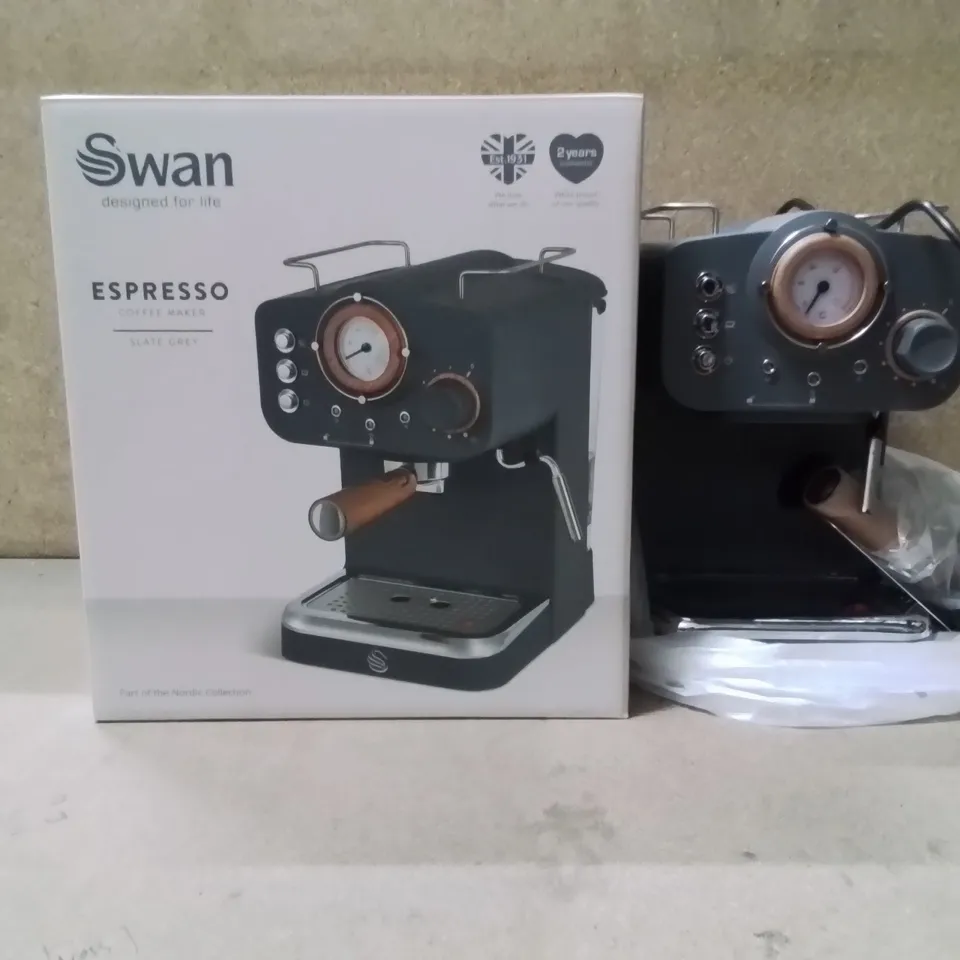 BOXED SWAN ESPRESSO COFFEE MAKER SLATE GREY