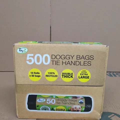 TIDY Z DOGGY BAGS TIE HANDLES – 500 PACK (DOG WASTE BAGS)