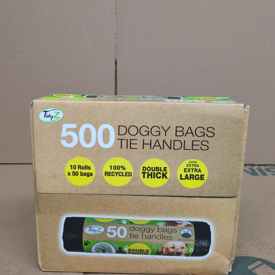 TIDY Z DOGGY BAGS TIE HANDLES – 500 PACK (DOG WASTE BAGS)